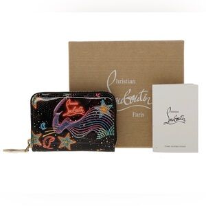 Christian Louboutin Panettone Zip Card Case Wallet Coin Pouch Starlight